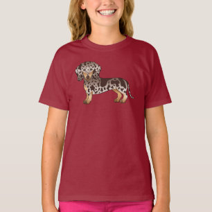 Camiseta Cachorro Dachshund Chocolate e Bege Manchado de Pe