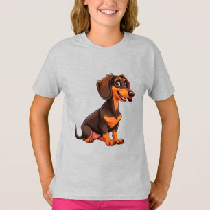 Camiseta Cachorro Dachshund de Desenho Animado Fofo