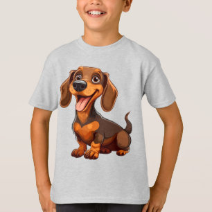 Camiseta Cachorro Dachshund de Desenho Animado Fofo