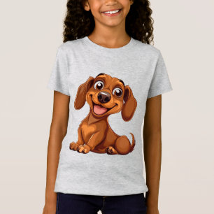 Camiseta Cachorro Dachshund de Desenho Animado Fofo