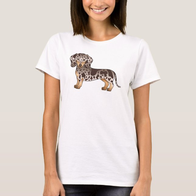 Camiseta Cachorro Dachshund De Pelo Curto Chocolate E Marro (Frente)