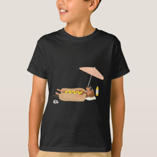 Camiseta Cachorro Dachshund de Verão Engraçado na Praia Rel