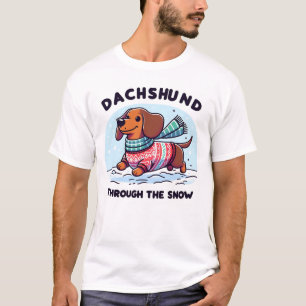 Camiseta Cachorro Dachshund Engraçado no Natal Através da N