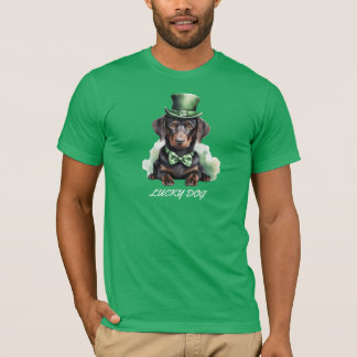 Camiseta Cachorro Dachshund Fofo Dia de São Patrício Cachor