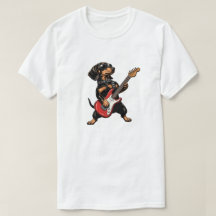 Cachorro Dachshund Preto e Castanho Rocker Guitarr