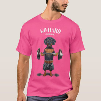Camiseta Cachorro Dachshund Preto Treinamento Muscular Leva