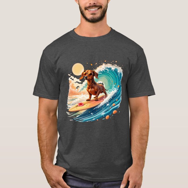 Camiseta Cachorro Dachshund Vibrações de Verão (Frente)