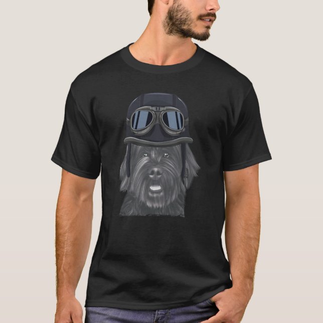Camiseta Cachorro d'água português Vestindo motocicleta ven (Frente)