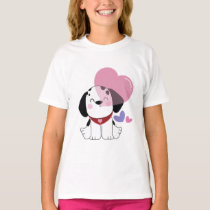 Camiseta Cachorro dálmata fofinho kawaii com Corações