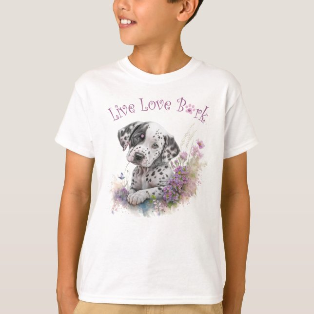 Camiseta Cachorro Dalmatas Fofo Floral (Frente)