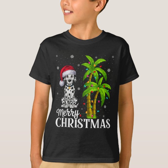 Camiseta Cachorro Dalmático Aluga Homens Árvore de Natal Mu (Frente)