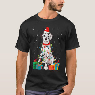 Camiseta Cachorro Dalmático Árvore de Natal Luz Cachorro