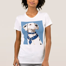 Camiseta Cachorro Dalmático Com Colar Azul