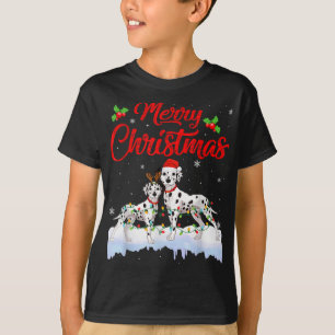 Camiseta Cachorro Dalmático Luzes de Natal Engraçadas Papai