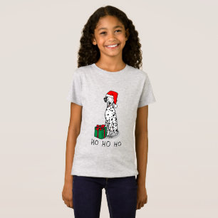 Camiseta Cachorro Dalmático Natal Santa Hat (preto 1)