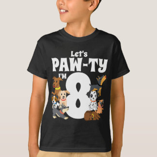 Camiseta Cachorro de 8 anos Cachorro Puppy Aniversário Cach