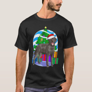Camiseta Cachorro de Água Inglês com Papai Noel enfeite de