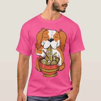 Camiseta Cachorro de anime bonito alimenta sopa de ramen co