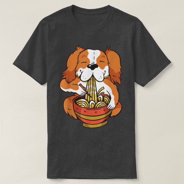 Camiseta Cachorro De Anime Cachorro Prende Sopa Ramen Com N (Frente do Design)