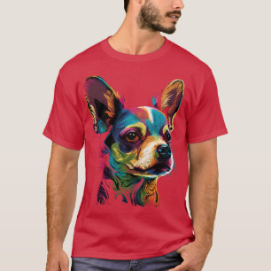 Camiseta Cachorro de Arte Colorida Chihuahua Enfrentado Cac