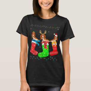 Camiseta Cachorro de Basset em Meias de Natal Um Doador Eng