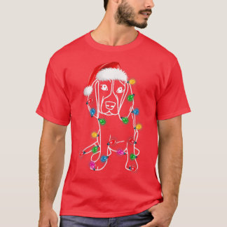 Camiseta Cachorro de Beagle Natal com Luzes Santa Hat XMAS