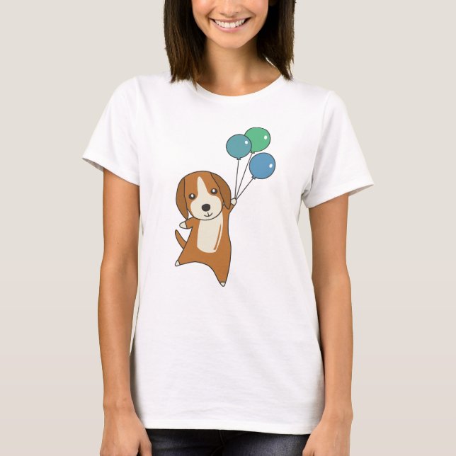 Camiseta Cachorro De Beagle Voa Para Cima De Balões (Frente)