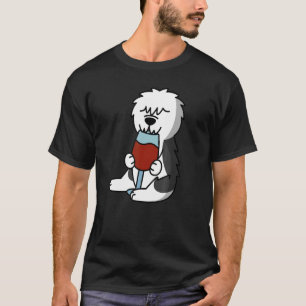 Camiseta Cachorro de Bebendo de Sheepdog Inglês