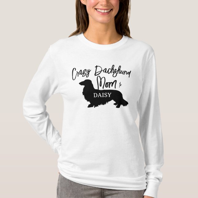 Camiseta Cachorro de Cabelo Longo Louco, Mãe Personalizada (Frente)