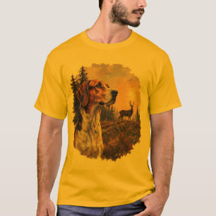 Camiseta Cachorro-de-caça-americano com cervo-de-cauda-bran
