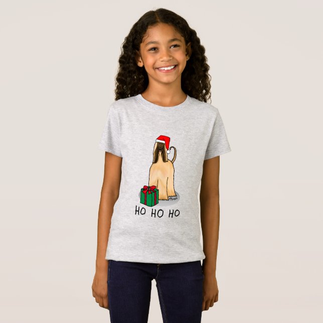 Camiseta Cachorro de Cachorro Afegão de Santa Hat (Frente Completa)