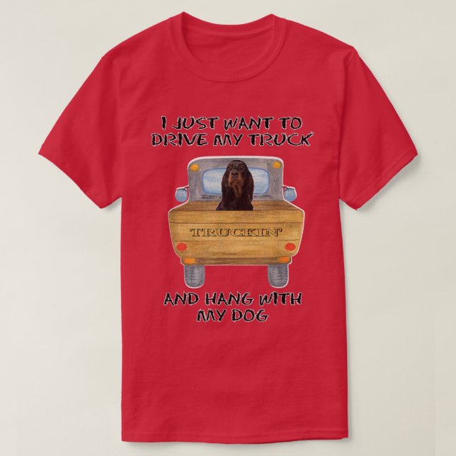 Camiseta Cachorro de Caminhão, Gordon Setters (Frente do Design)