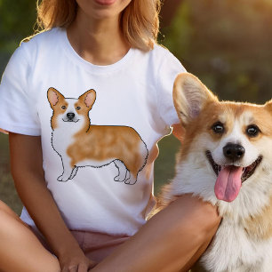 Camiseta Cachorro De Cartões De Pembroke Vermelho E Branco