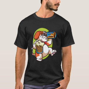 Camiseta Cachorro de Cartoon Beer Time Curtindo Cerveja Div