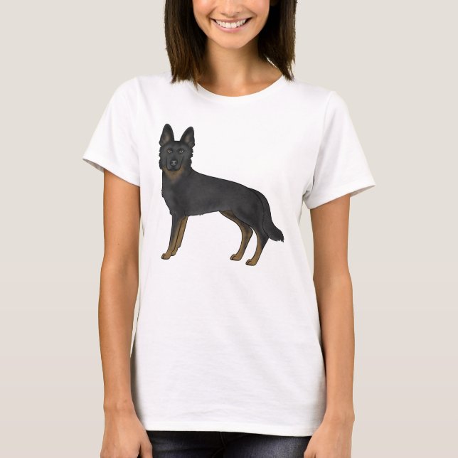 Camiseta Cachorro de Cartoon Bi-Black German shepherd (Frente)
