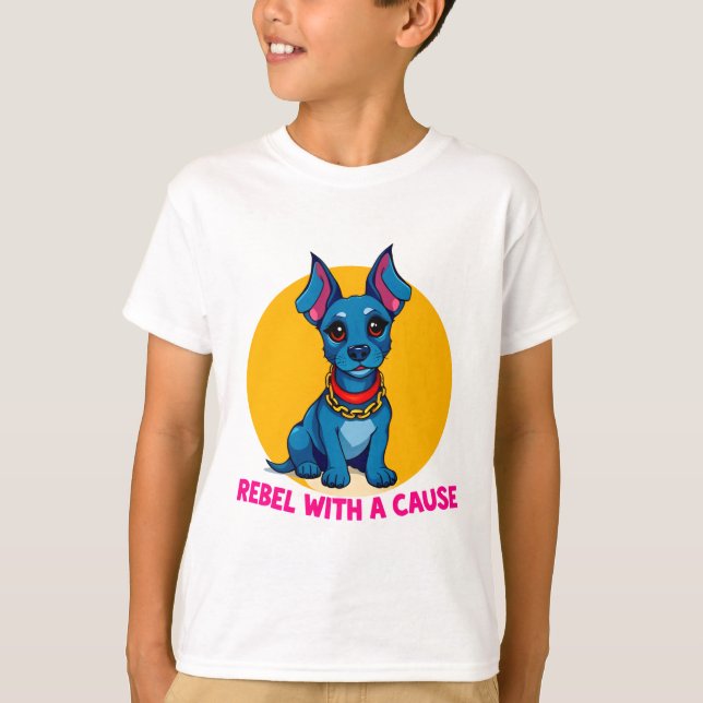 Camiseta Cachorro de Cartoon Cortado com Colarinho (Frente)