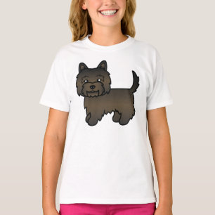 Camiseta Cachorro de Cartoon Cute do Cairn Terrier Negro