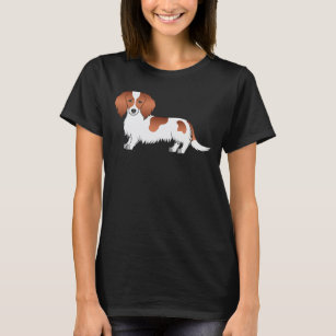 Camiseta Cachorro de Cartoon de Cabelo Longo Vermelho Pieba