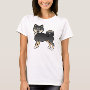 Camiseta Cachorro De Cartoon Malamute Preto E Tan