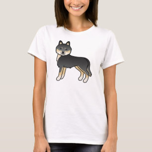 Camiseta Cachorro de Cartoon Negro E Panorâmico Siberiano