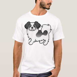 Camiseta Cachorro de Cartoon Negro Particolorido Tibetano -