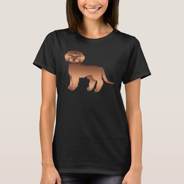 Camiseta Cachorro de Cartoon Vermelho Mini Goldendoodle (Frente)