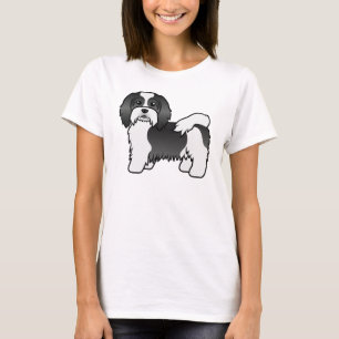 Camiseta Cachorro De Cartoons De Cartoon Negro E Branco