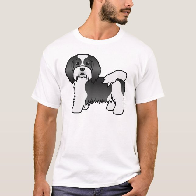 Camiseta Cachorro De Cartoons De Cartoon Negro E Branco (Frente)