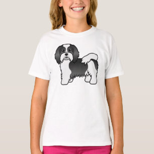 Camiseta Cachorro De Cartoons De Cartoon Negro E Branco