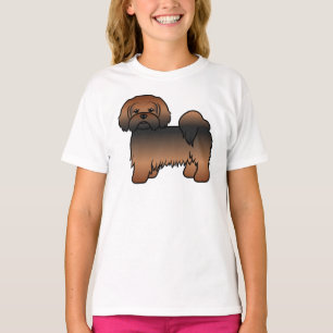 Camiseta Cachorro de Cartoons de Lhasa Apso Vermelho