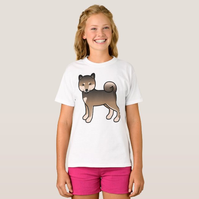 Camiseta Cachorro de Cartoons de Sesame Shiba Inu (Frente Completa)