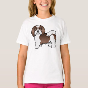 Camiseta Cachorro De Cartoons Marrom E Branco Havanês