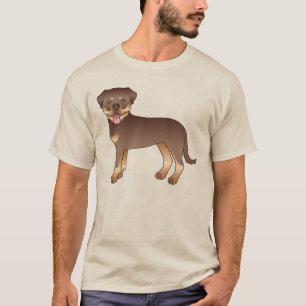 Camiseta Cachorro De Cartoons Vermelho E Tan Rottweiler