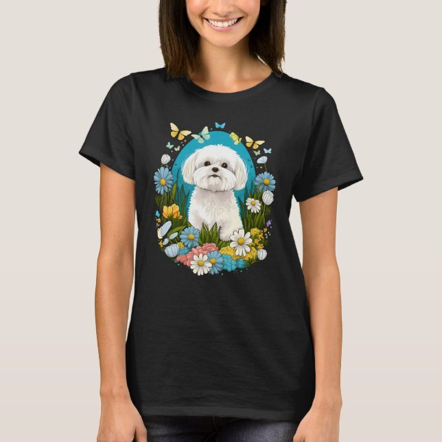 Camiseta Cachorro de coelhinho de cão malhado páscoa em mal (Frente)
